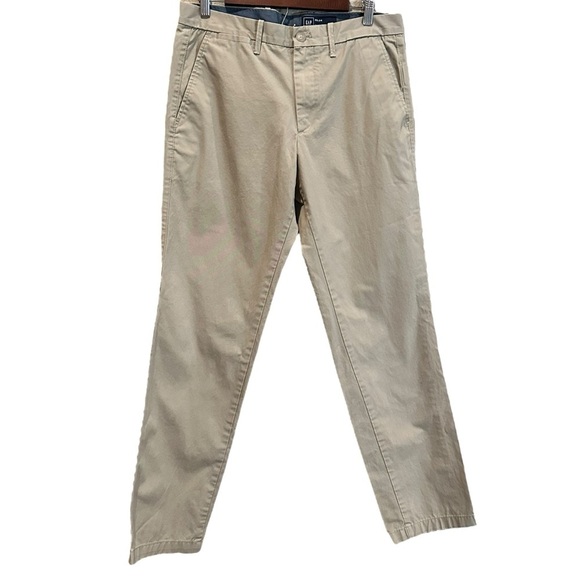 GAP Khaki Straight Leg Chino Pants Men’s Size 32x34 Beige Flat Front (34x33.5) - Picture 1 of 7